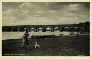 1935 Hortobágy, Kilenclyukú híd, magyar folklór. Photo Erdélyi (ragasztónyom / glue marks)