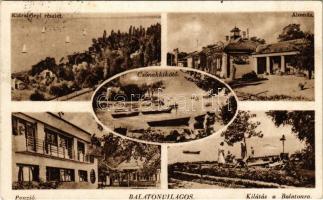 Balatonvilágos, Kláratelepi részlet, vasútállomás, penzió, csónakkikötő, kilátás a Balatonra (EK)