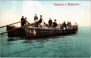 Balaton, Halászok a Balatonon, magyar folklór. Fotochrom L.&P.P. 1982.