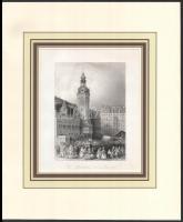 Albert Henry Payne (1812-1902): A lipcsei városháza (Das Rathaus zu Leipzig). Acélmetszet, papír, jelzett a metszeten, paszpartuban, 16x11,5 cm