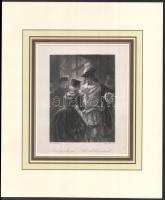 August Friedrich Pecht (1814-1903) után, Tobias Bauer metszése: Ende gut, alles gut - Alls well that ends well (Shakespeare illusztráció). Acélmetszet, papír, jelzett a metszeten, paszpartuban, lap széle kissé foltos,16x12 cm