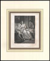 August Spieß (1841-1923) után, W. Schmidt metszése: Antonius und Kleopatra - Antony and Cleopatra (Shakespeare illusztráció). Acélmetszet, papír, jelzett a metszeten, paszpartuban, foltos,16x12 cm
