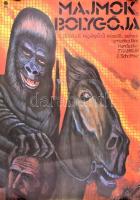 1981 Molnár Kálmán (1943-2017): Majmok bolygója, amerikai film, nagyméretű filmplakát, moziplakát, szélén apró szakadások, 56,5x81 cm / Planet of the Apes, movie poster, with small tears, 56,5x81 cm