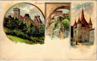 Brassó, Kronstadt, Brasov; Lövölde, Katalin kapu, Árokmente / shooting hall, gate, Graft. Kosmos 72. litho s: Geiger R.