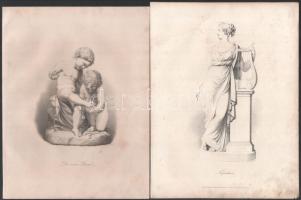 12 db acélmetszet antik szobrokról, helyenként kissé foltos, Albert Henry Payne (1812-1902) kiadása,...