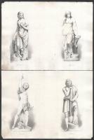 12 db acélmetszet antik szobrokról, helyenként kissé foltos, Albert Henry Payne (1812-1902) kiadása,...