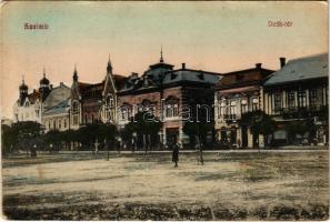 1911 Szatmárnémeti, Satu Mare; Deák tér, Lengyel üzlete / square, shops (EK)