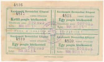 1936. A Kecskeméti Bevásárlási Központ értesítése 5P hitelkeretről, bélyegzésekkel, szárazpecséttel ...