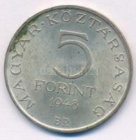 1948. 5Ft Ag "Petőfi" T:2 patina Adamo EM1