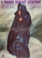 1983 Miklós Károly (?- ): A francia hadnagy szeretője, filmplakát, Offset és Játékkártya Ny., hajtva, apró szakadással, 56x40 cm