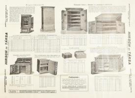 cca 1930 Hirsch és Társa páncélszekrény árjegyzéke, egy kihajtható nagyméretű lapon, 62x47 cm