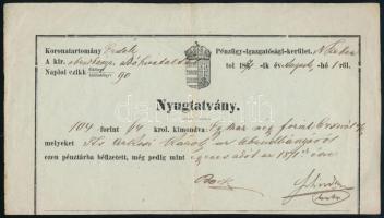 1871 Az erdélyi Abdrudbányai Adóhivatal által kitöltött nyomtatvány, melyben dálnoki Árkosi Károly (1820-1881) törvényszéki bíró adóbefizetését igazolják, szép állapotban