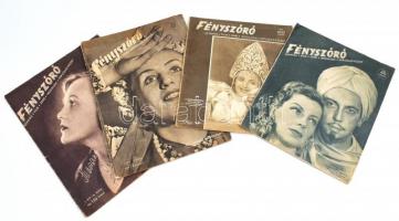 1945-1946 Fényszóró c. folyóirat 4 db száma: I. évf. 5., 16., 18. sz., II. évf. 2. sz. Fekete-fehér képekkel, változó állapotban.
