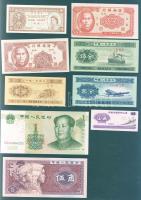 Kína 1953-1999. 9 klf bankjegy + 2 klf régebbi tartományi bankjegy + 1 db Hong Kong összesen 12 klf bankjegy T:I