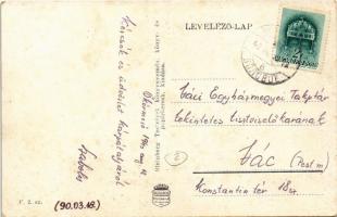 1940 Ökörmező, Volove Polje, Volové, Mizhhirya; Fő utca, látkép + kétnyelvű bélyegzés / bilingual ca...