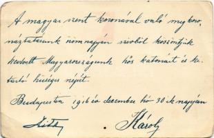 IV. Károly és Zita. A királyi pár saját kezű üdvözlő írása. IV. Károly koronázásának napján / Writte...