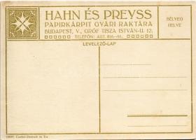 Tapete N+B M. Falkárpit és tapéta reklám. Hahn és Preyss papírkárpit gyári raktára. Budapest V. Gróf...