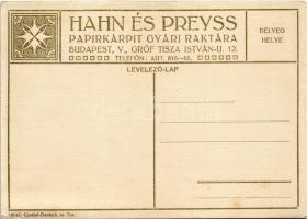 Tapete N+B. Falkárpit és tapéta reklám. Hahn és Preyss papírkárpit gyári raktára. Budapest V. Gróf T...
