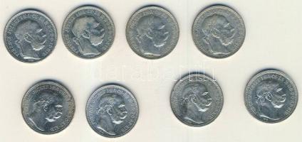 1893-1916. 1K Ag (8x) mind klf évszámmal T:2/3,3