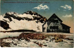 Triglav, Deschmannhaus d. A.-V. S. Krain mit Triglav / tourist house, mountain (EB)