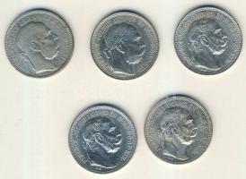 1893-1916. 1K Ag (5x) mind klf évszámmal T:2/3,3