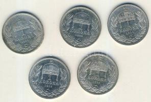 1893-1916. 1K Ag (5x) mind klf évszámmal T:2/3,3