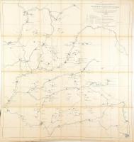 1913 Sketch Map of a portion of Transylvania to accompany report of F. G. Clapp, Erdély térképe gázmezők és gázkutak pozícióival, 1:200 000, kasírozva, hajtva, 88x96 cm