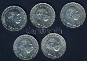 1914-1916. 1K Ag (5x) 3 klf évszámmal T:2/3,3