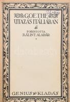 Goethe, Johann Wolfgang von: Utazás Itáliában. Ford.: Bálint Aladár. Nagy Írók - Nagy Írások. VIII. Bp., 1933., Genius. A címlap és a könyvdíszek Végh Gusztáv munkái. 3 egészoldalas illusztrációkkal. Kiadói egészvászon-kötés, foltos, sérült gerinccel, kopott borítóval. Számozott (1125/1500.) példány.