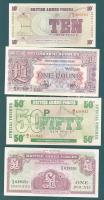 Nagy-Britannia 1950-es, 60-as, 70-es évek katonai bankjegyek 6 klf T:I