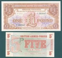 Nagy-Britannia 1950-es, 60-as, 70-es évek katonai bankjegyek 6 klf T:I