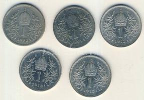 Ausztria 1893-1915. 1K Ag (5x) mind klf évszámmal T:2/3,3