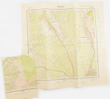 1963 Gyöngyös és Gyöngyössolymos topográfiai térképe, 2 db, egymással érintkező, 1 : 10.000, Állami Földmérési Térképészeti Hivatal, 70x60 cm