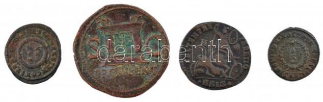 Római Birodalom 4db bronzpénz az I-IV. századból, közte Róma / Divus Augustus 22-30. AE As (10,94g) T:2-3  Roman Empire 4pcs of bronze coins from the 1st-4th Century, with Roma / Divus Augustus 22-30. AE As DIVVS AVGVSTVS PATER / PROVIDENT - S C (10,94g) C:XF-F RIC I 81 (Tiberius)