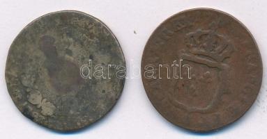 Franciaország ~1790. 2db bronzpénz XVI. Lajos korából T:3
France ~1790. 2pcs of diff bronze coins f...