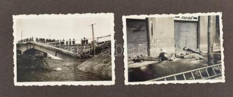 1941 Harctéri rombolások Újvidéken és környékén, a péterváradi híd romjai, civil halottak az újvidék...