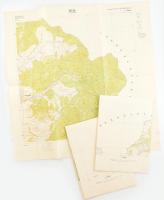 1969 Karancsberény, Somoskő(2x), Hollóháza térképei, szereografikus vetület, 4 db, egymással érintkező, 1 : 10.000, Állami Földmérési Térképészeti Hivatal, 70x60 cm