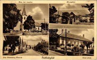 1943 Budapest II. Pesthidegkút, Hidegkút; Római katolikus templom, községháza, elemi iskola, Gróf Klebelsberg Kunó út (EK)