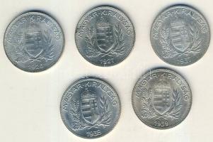 1926-1939. 1P Ag (5x) mind klf évszámmal T:2/3,3