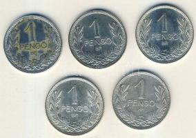 1926-1939. 1P Ag (5x) mind klf évszámmal T:2/3,3