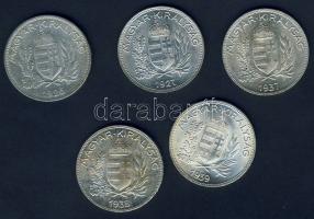 1926-1939. 1P Ag (5x) mind klf évszámmal T:2/3,3