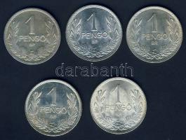 1926-1939. 1P Ag (5x) mind klf évszámmal T:2/3,3