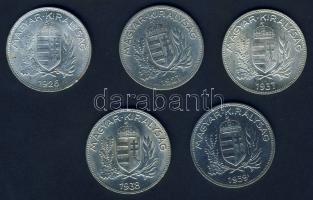 1926-1939. 1P Ag (5x) mind klf évszámmal T:2/3,3