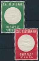 1939 XVI. Bélyegnap Budapest piros és zöld levélzáró