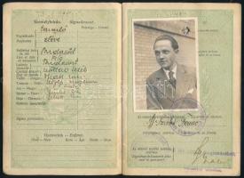 1932-1933 A Magyar Királyság fényképes útlevele, tanuló részére, két bejegyzéssel, két hosszabbítással.
