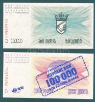 Bosznia-Hercegovina / Muszlim Köztársaság 10 klf modern bankjegy benne "novcsani bon" T:I