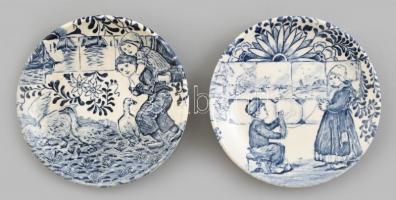 Boch belga porcelán tálka (2db). Kézzel festett, jelzett, hibátlan . D: 11 cm