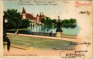 1902 Budapest XIV. Városliget, Történelmi csoport. litho (EK)