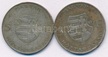 1947. 5Ft Ag "Kossuth" (2x) T:3 patina Adamo F8.1