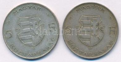1947. 5Ft Ag "Kossuth" (2x) T:3 patina Adamo F8.1